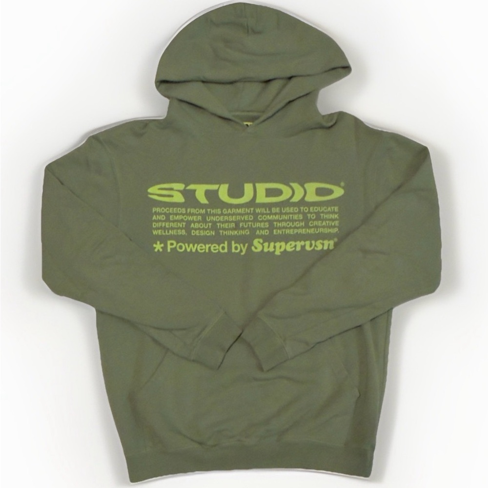 Studio SuperVsn Graphic Logo Hoodie Sweatshirt Olive Green Medium